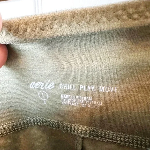 Aerie Women's Green Cotton Leggings sz L - Picture 3 of 7